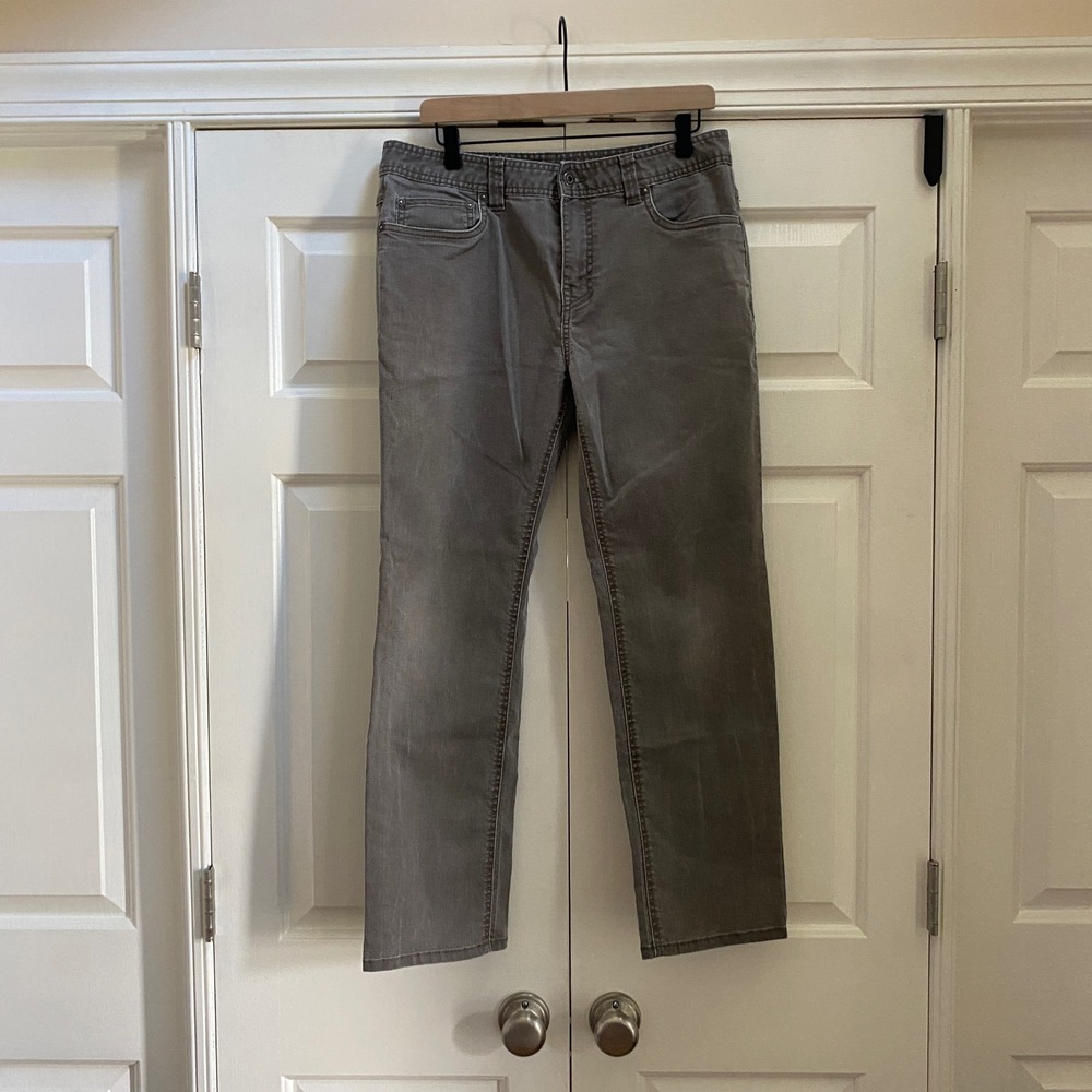 prAna Bridger Jean Mens 33x30 Grey Organic Cotton Blend Straight Leg Pants